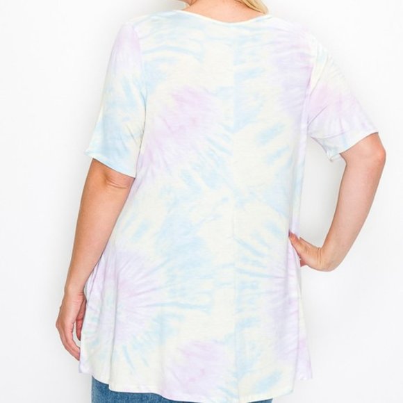 Pastel Tie Dye Plus Tunic w/ Pockets - Picture 2 of 2